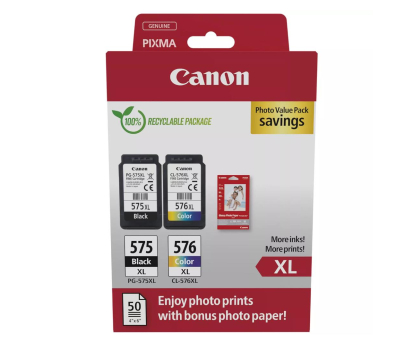 Tusz CANON Zestaw 2 tuszów PG-575XL + CL-576XL + papier foto 50 szt